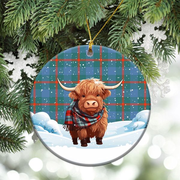 Agnew Ancient Tartan Christmas Ceramic Ornament - Highland Cows Snow Style For Cheap - Image 2