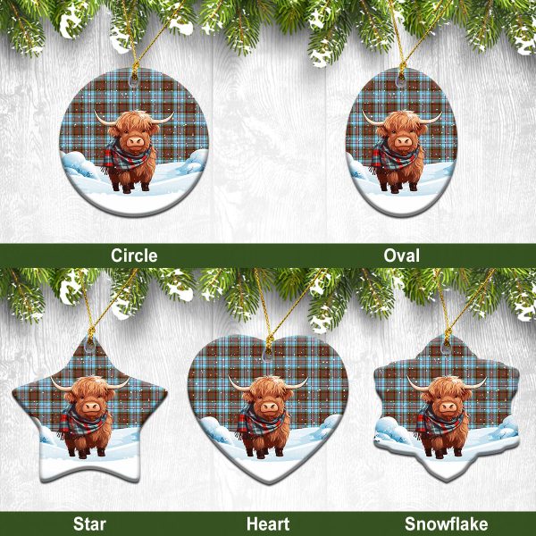 Anderson Ancient Tartan Christmas Ceramic Ornament - Highland Cows Snow Style Online Sale