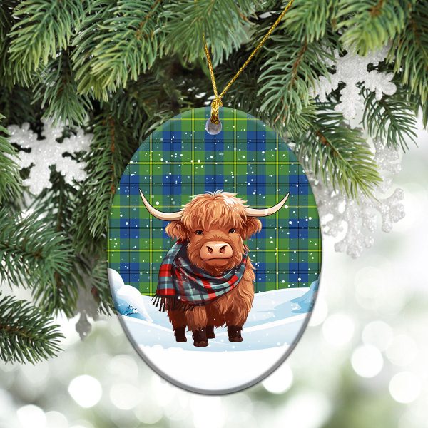 Johnston Ancient Tartan Christmas Ceramic Ornament - Highland Cows Snow Style For Discount - Image 3