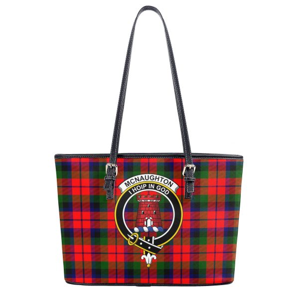 McNaughton Modern Tartan Crest Leather Tote Bag For Cheap - Image 2