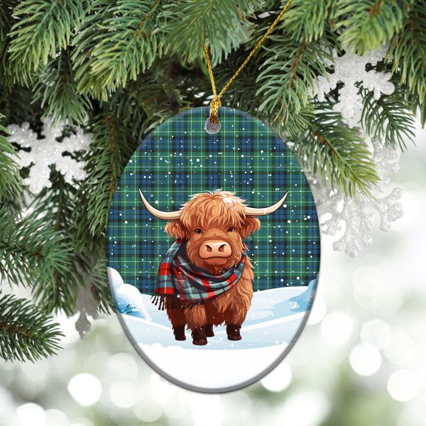 MacNeil of Colonsay Ancient Tartan Christmas Ceramic Ornament - Highland Cows Snow Style For Discount - Image 3