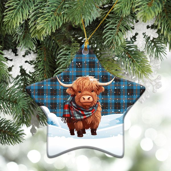 Horsburgh Tartan Christmas Ceramic Ornament - Highland Cows Snow Style For Cheap - Image 4