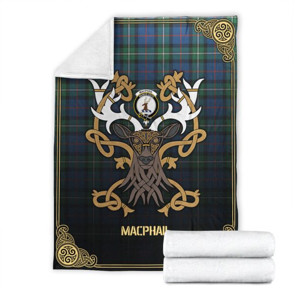 MacPhail Hunting Ancient Tartan Crest Premium Blanket - Celtic Stag style Fashion - Image 4