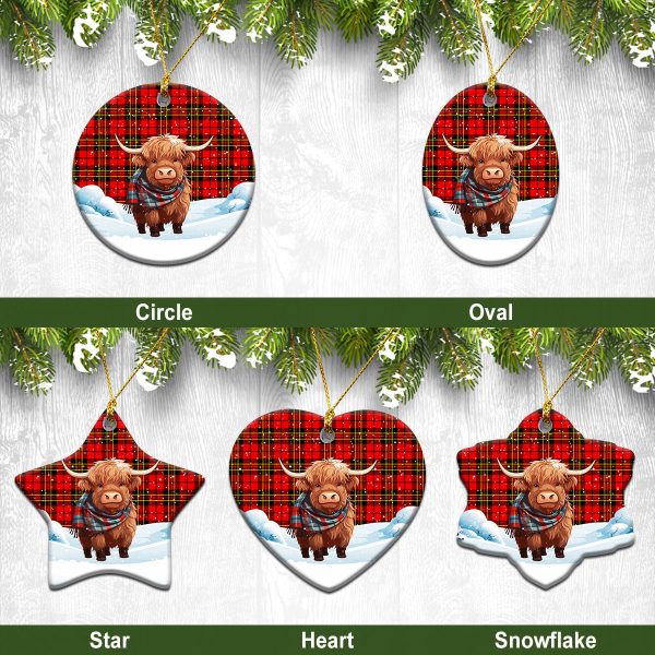 Brodie Modern Tartan Christmas Ceramic Ornament - Highland Cows Snow Style Discount