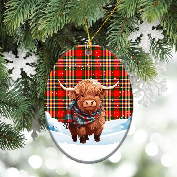 Makgill Tartan Christmas Ceramic Ornament - Highland Cows Snow Style Discount - Image 3