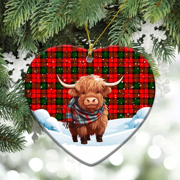 Kerr Modern Tartan Christmas Ceramic Ornament - Highland Cows Snow Style Hot on Sale - Image 5