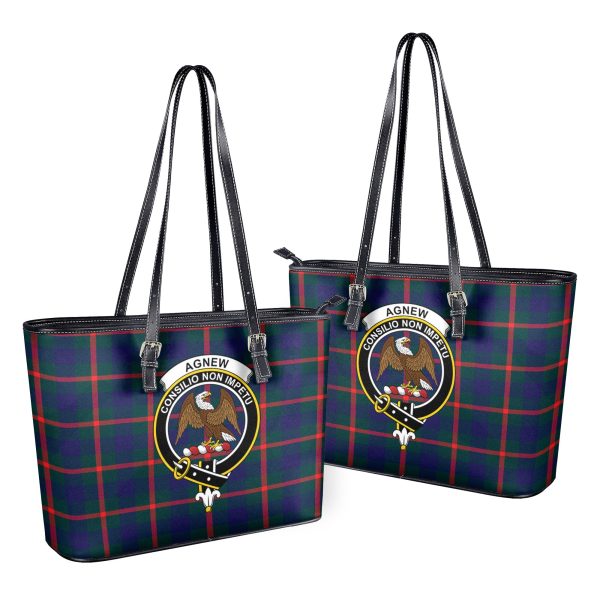 Agnew Modern Tartan Crest Leather Tote Bag For Discount