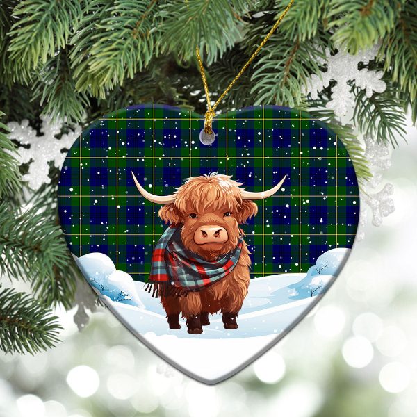 Johnson Modern Tartan Christmas Ceramic Ornament - Highland Cows Snow Style Online - Image 5