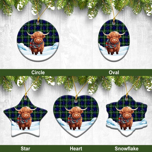 Forbes Modern Tartan Christmas Ceramic Ornament - Highland Cows Snow Style Online