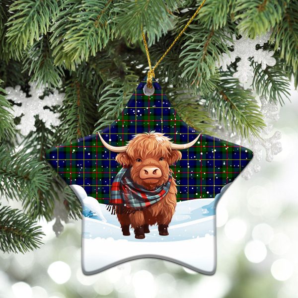 MacLeod of Harris Modern Tartan Christmas Ceramic Ornament - Highland Cows Snow Style Supply - Image 4