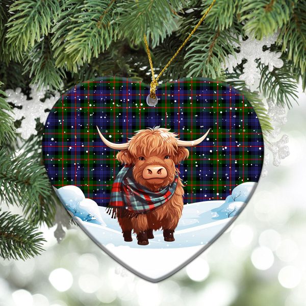 Fleming Tartan Christmas Ceramic Ornament - Highland Cows Snow Style Discount - Image 5