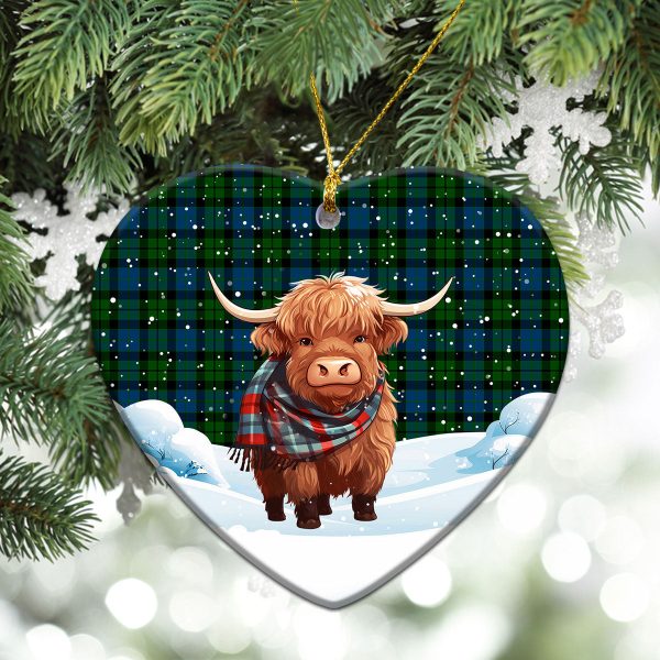 MacKie Tartan Christmas Ceramic Ornament - Highland Cows Snow Style Hot on Sale - Image 5