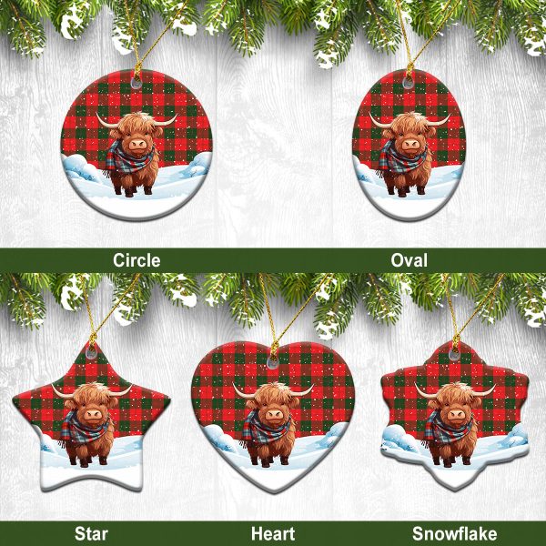 Erskine Modern Tartan Christmas Ceramic Ornament - Highland Cows Snow Style Cheap