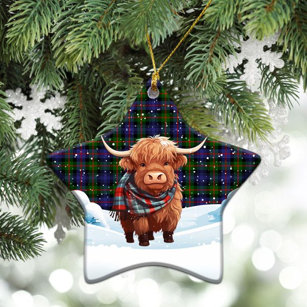 Fleming Tartan Christmas Ceramic Ornament - Highland Cows Snow Style Discount - Image 4