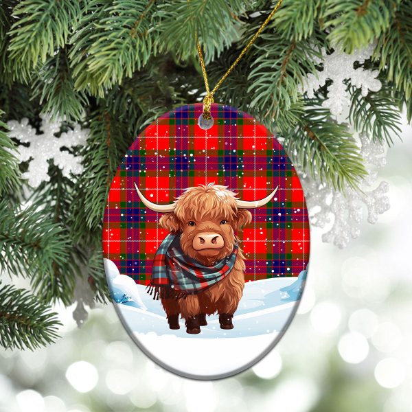 Abernathy Tartan Christmas Ceramic Ornament - Highland Cows Snow Style on Sale - Image 3