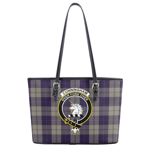 Cunningham Dress Blue Dancers Tartan Crest Leather Tote Bag Sale - Image 2