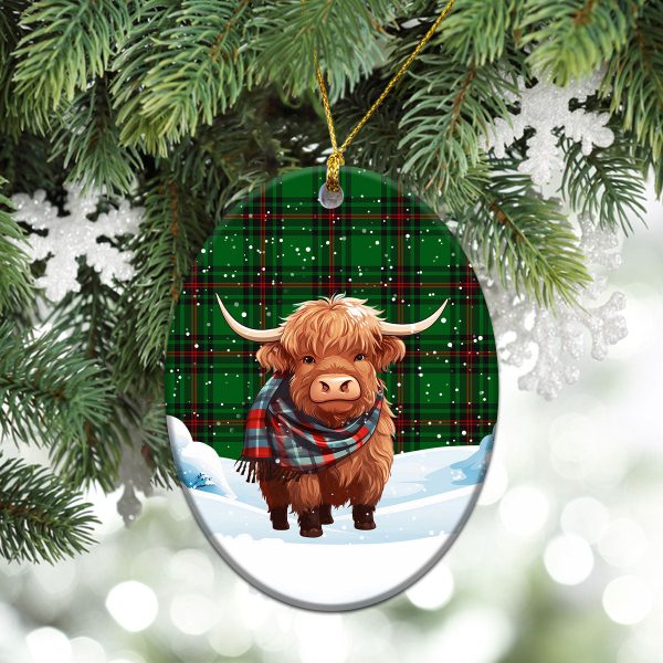 Beveridge Tartan Christmas Ceramic Ornament - Highland Cows Snow Style Hot on Sale - Image 3