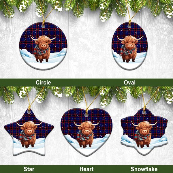 Home Modern Tartan Christmas Ceramic Ornament - Highland Cows Snow Style Online Sale
