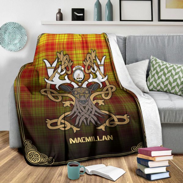 MacMillan Clan Tartan Crest Premium Blanket - Celtic Stag style Sale - Image 3
