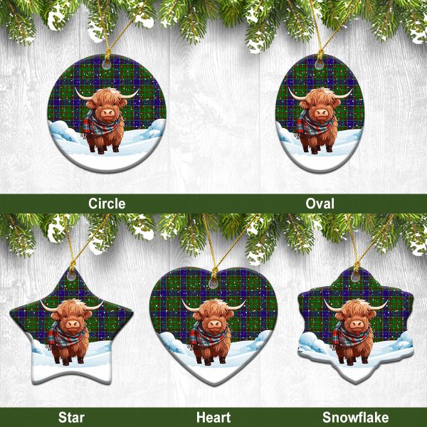 Adam Tartan Christmas Ceramic Ornament - Highland Cows Snow Style For Discount