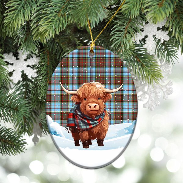 Anderson Ancient Tartan Christmas Ceramic Ornament - Highland Cows Snow Style Online Sale - Image 3