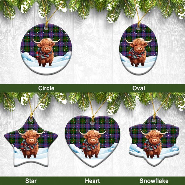 Blair Modern Tartan Christmas Ceramic Ornament - Highland Cows Snow Style Supply