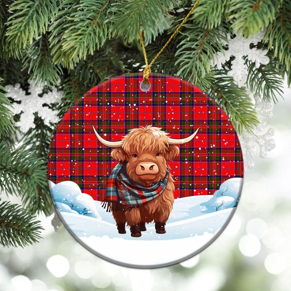 McGillivray Modern Tartan Christmas Ceramic Ornament - Highland Cows Snow Style Online - Image 2