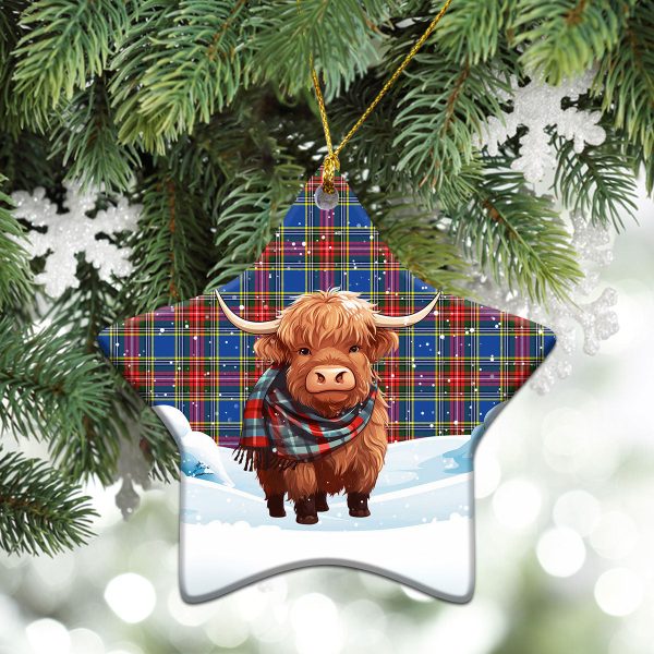 McBeth Modern Tartan Christmas Ceramic Ornament - Highland Cows Snow Style For Cheap - Image 4