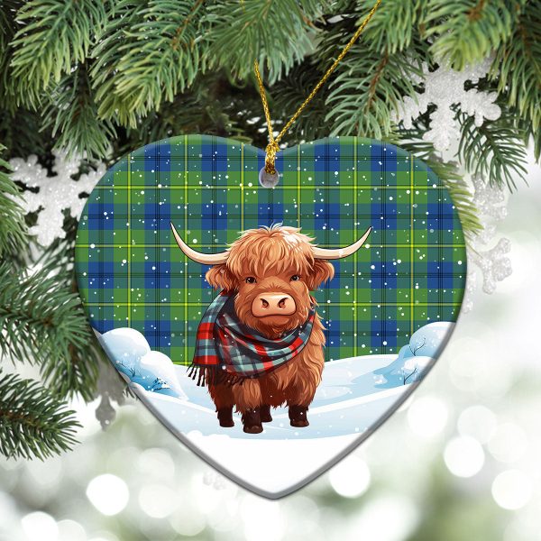 Johnstone Ancient Tartan Christmas Ceramic Ornament - Highland Cows Snow Style Cheap - Image 5