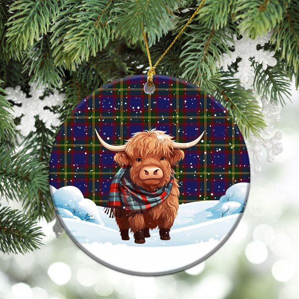 Durie Tartan Christmas Ceramic Ornament - Highland Cows Snow Style Hot on Sale - Image 2