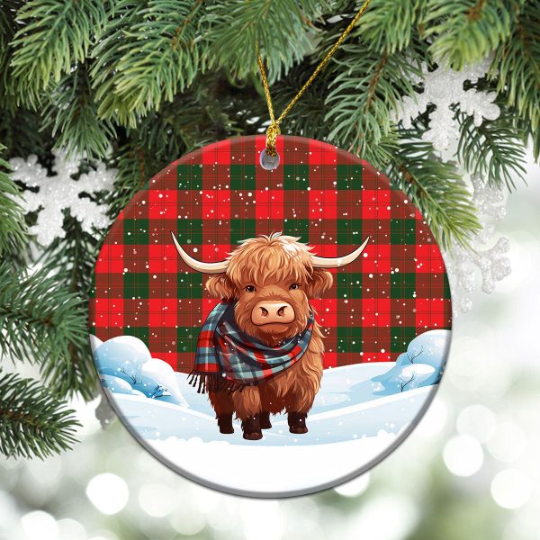 Erskine Modern Tartan Christmas Ceramic Ornament - Highland Cows Snow Style Cheap - Image 2