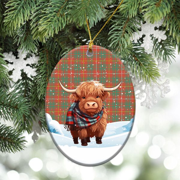 Bruce Ancient Tartan Christmas Ceramic Ornament - Highland Cows Snow Style For Discount - Image 3