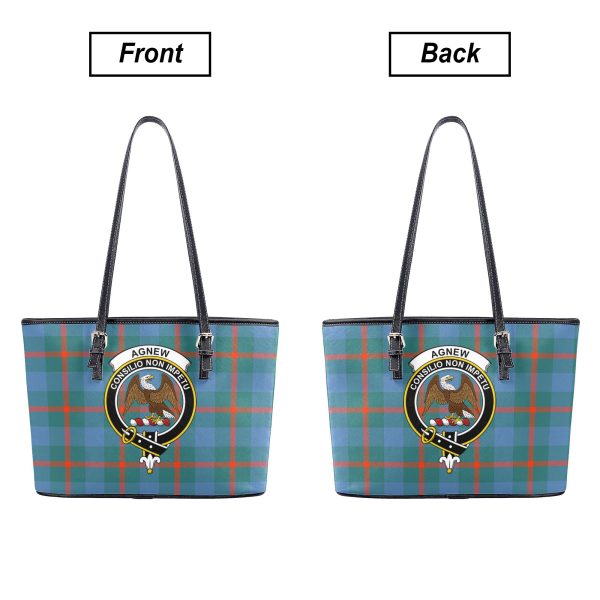 Agnew Ancient Tartan Crest Leather Tote Bag on Sale - Image 3