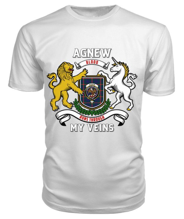 Agnew Modern Tartan Crest 2D T-shirt - Blood Runs Through My Veins Style For Cheap - Image 3