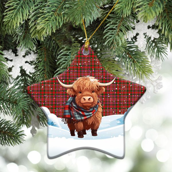 McAlister Modern Tartan Christmas Ceramic Ornament - Highland Cows Snow Style on Sale - Image 4