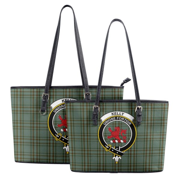 Kelly Dress Tartan Crest Leather Tote Bag For Sale - Image 4