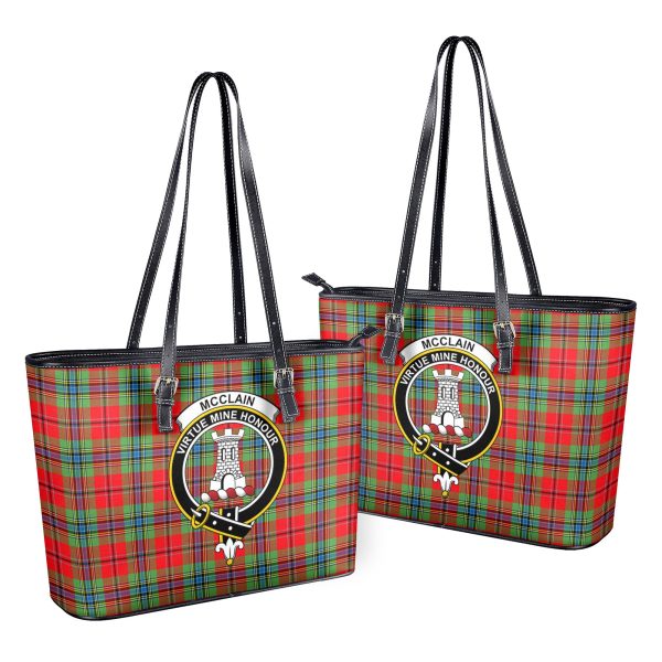 McClain of Duart Modern Tartan Crest Leather Tote Bag Discount