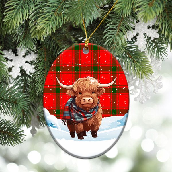 Darroch (Gourock) Tartan Christmas Ceramic Ornament - Highland Cows Snow Style For Cheap - Image 3