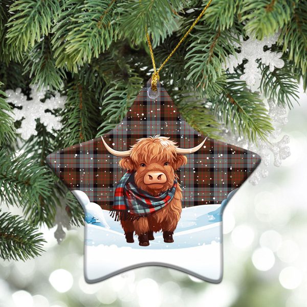 Cameron of Erracht Weathered Tartan Christmas Ceramic Ornament - Highland Cows Snow Style For Cheap - Image 4
