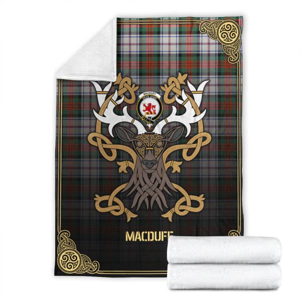 MacDuff Dress Ancient Tartan Crest Premium Blanket - Celtic Stag style For Cheap - Image 4