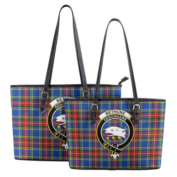 Bethune Modern Tartan Crest Leather Tote Bag Online - Image 4