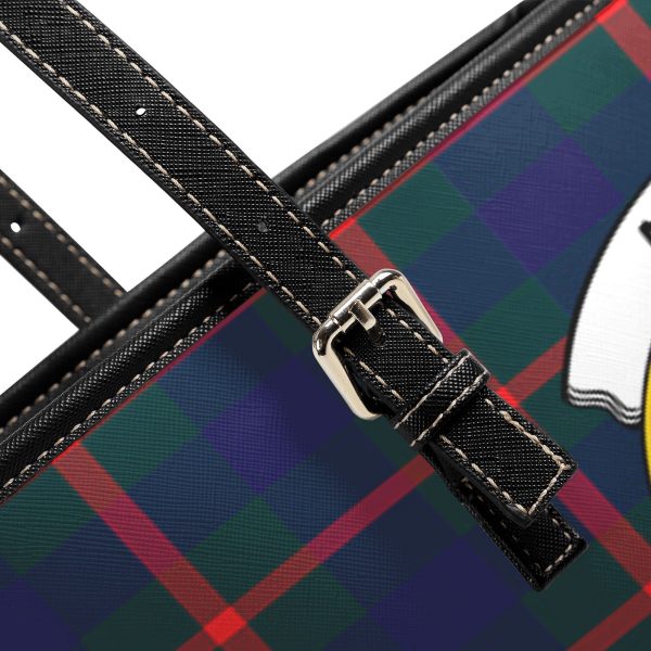 Agnew Modern Tartan Crest Leather Tote Bag For Discount - Image 5