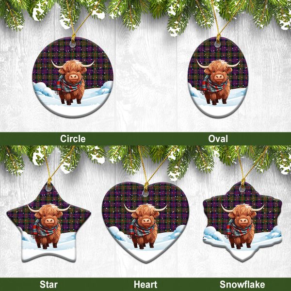 McCrindle Tartan Christmas Ceramic Ornament - Highland Cows Snow Style Online