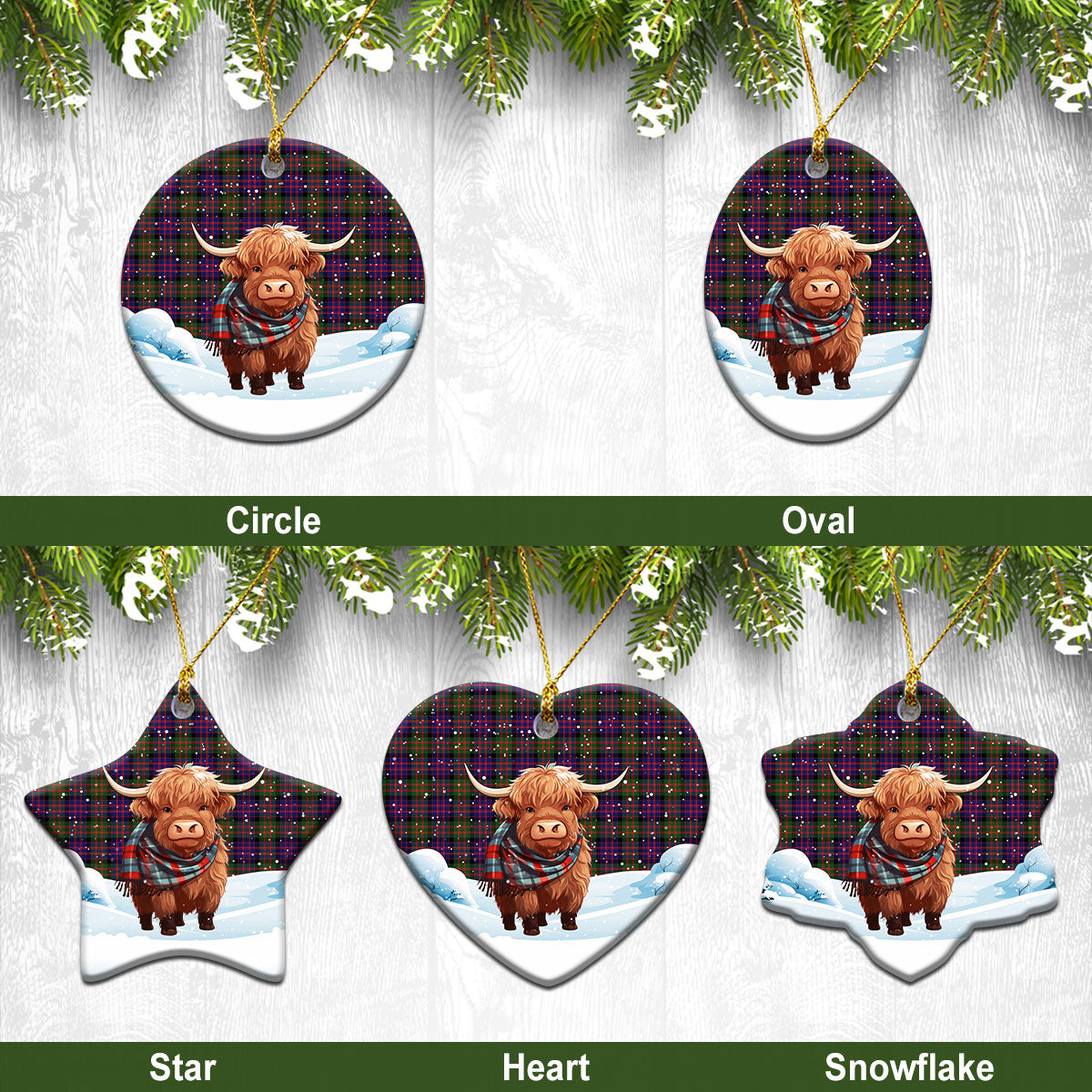 McCrindle Tartan Christmas Ceramic Ornament – Highland Cows Snow Style Online