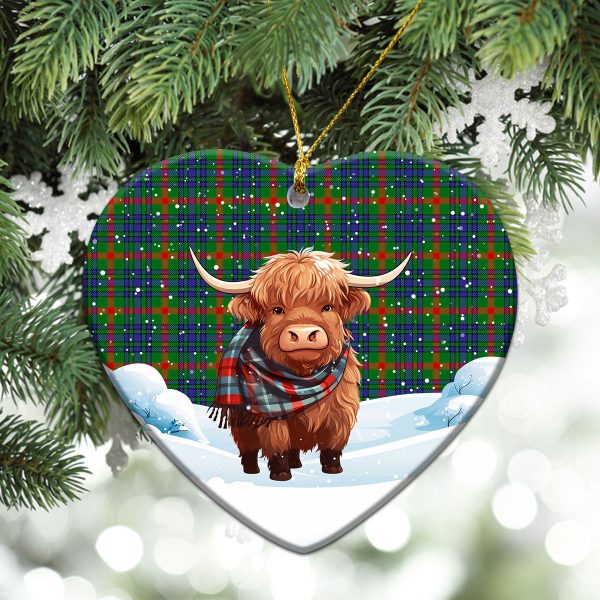 Aiton Tartan Christmas Ceramic Ornament - Highland Cows Snow Style Online Hot Sale - Image 5