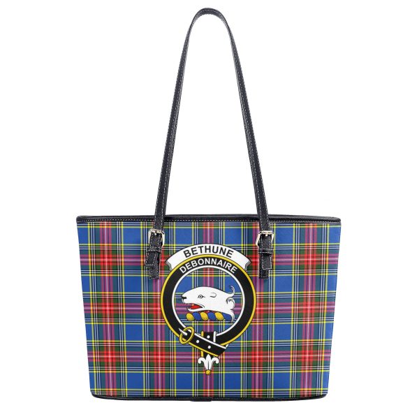 Bethune Modern Tartan Crest Leather Tote Bag Online - Image 2
