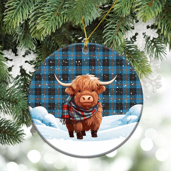 Horsburgh Tartan Christmas Ceramic Ornament - Highland Cows Snow Style For Cheap - Image 2