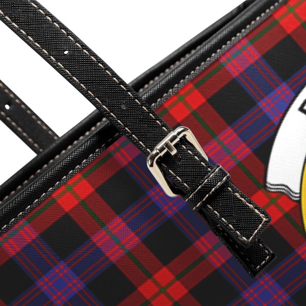 Brown Modern Tartan Crest Leather Tote Bag Online now - Image 5