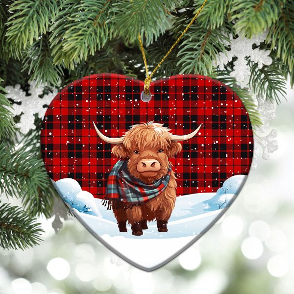 Hogg Tartan Christmas Ceramic Ornament - Highland Cows Snow Style Online Sale - Image 5