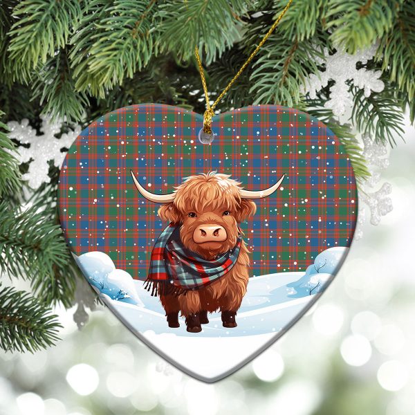 MacIntyre Ancient Tartan Christmas Ceramic Ornament - Highland Cows Snow Style Discount - Image 5